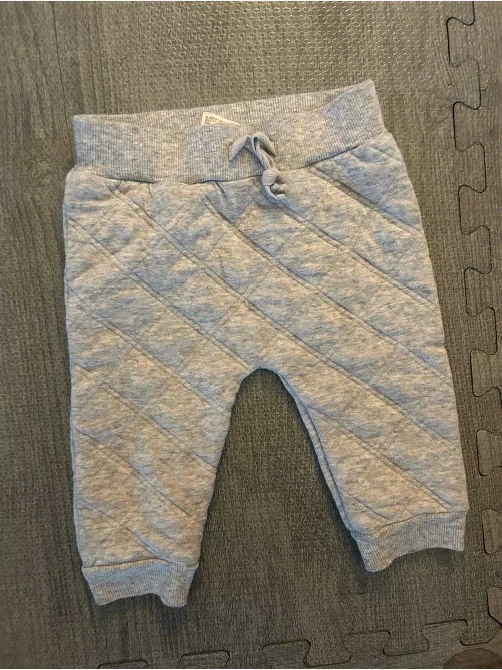 Set of 2 Baby sweat pants.  Quilted Gray Joggers and Red Knit Pants